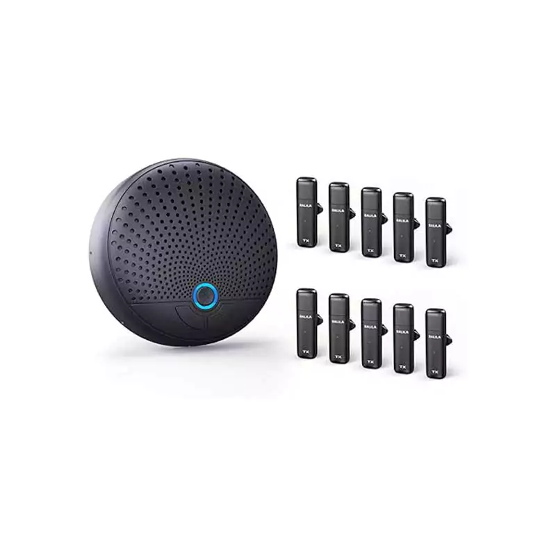 Conference Speaker and Microphone with 10 Wireless Mics, 360° Voice Pickup&AI Noise Reduction USB Speakerphone fits 10 Compatible with Leading Platforms for Large Call Meeting,Zoom,Home Office